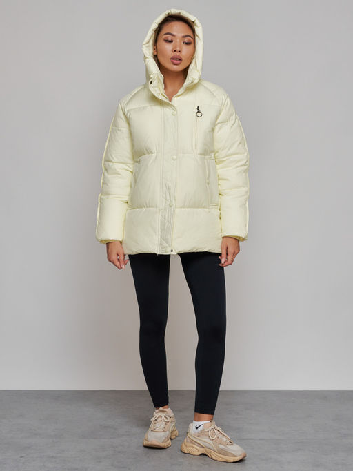 Зимняя женская куртка модная с капюшоном светло-желтого цвета 52308SJ - HULDLUCK фото 22