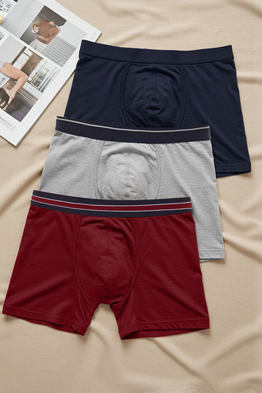 Bordo-Gri-Lacivert D_z _izgili Lastikli 3l_ Paket Boxer TMNSS23BX00016
