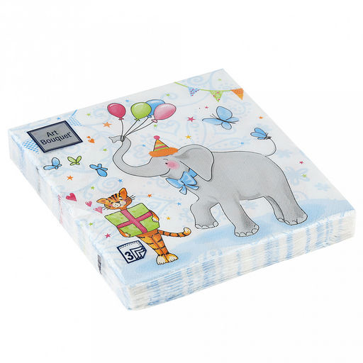 Салфетки бумажные Art Bouquet 33х33см, 3-х слойные, 20 штук в упаковке, 100% целлюлоза, Шапито (Россия)