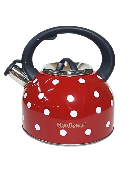 Чайник 2,5л нержавеющая сталь HR732-1 красный в белый горох OLS-001-5