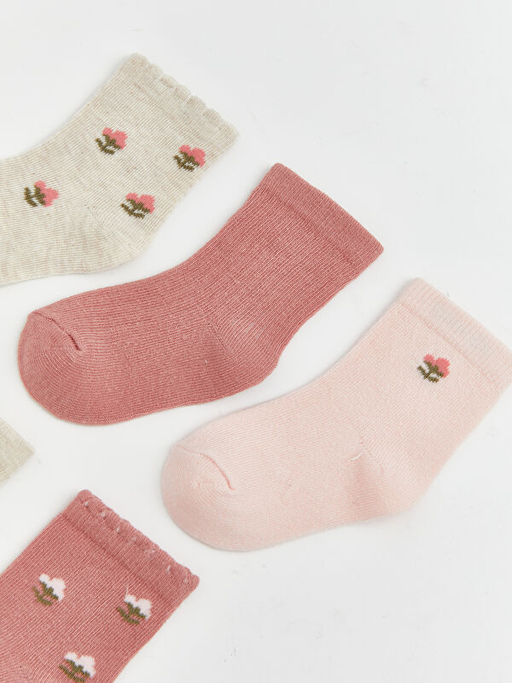 ?i?ekli K?z Bebek Soket ?orap 5li
