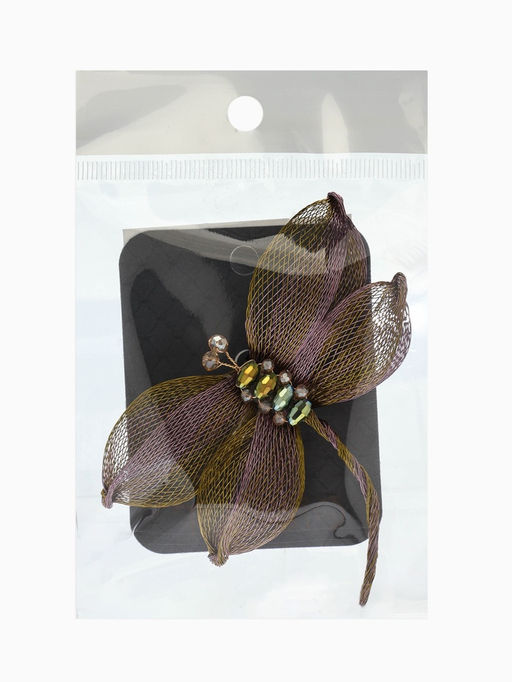 Брошь «Стрекоза» плетёная, цвет розово-золотой