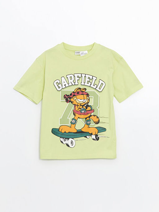 Bisiklet Yaka Garfield Bask?l? Erkek ?ocuk Ti??rt