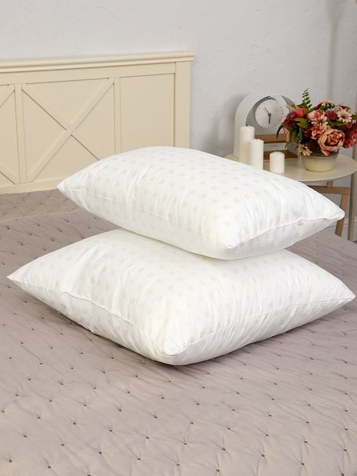 Подушка Лебяжий пух чехол тик х/б 2х камерная 70х70