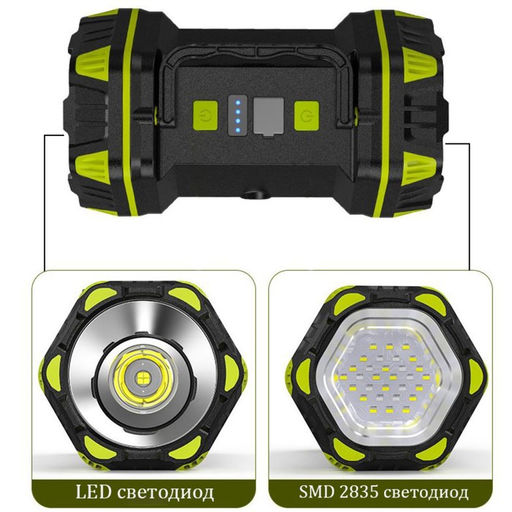 Фонарь прожекторный аккумуляторный, 4800 мАч, LED, 8 режимов, 18.5 х 9.5 см - Simaland фото 2