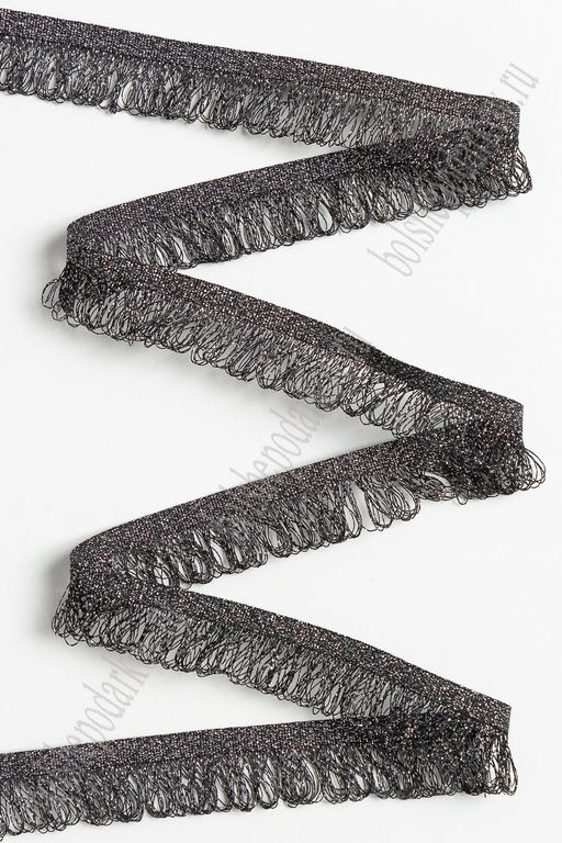 Тесьма отделочная 2,2 см*5 ярд Бахрома (SF-2462) черный/серебро - Больше подарков фото 2