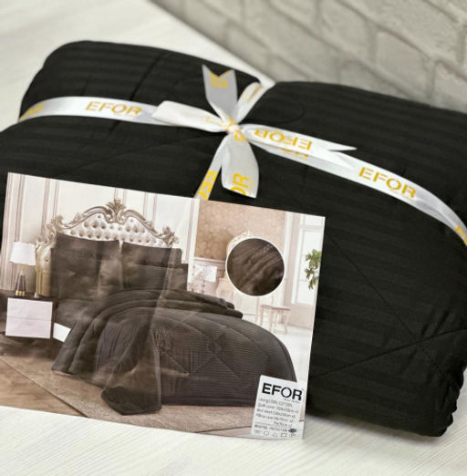 КПБ EFOR SATIN SIYAH 1,5 с одеялом черный