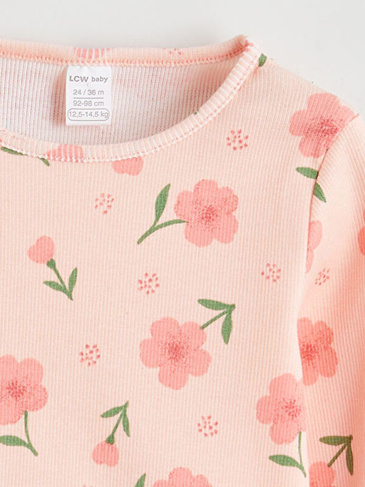 Bisiklet Yaka ?i?ekli K?z Bebek Ti??rt