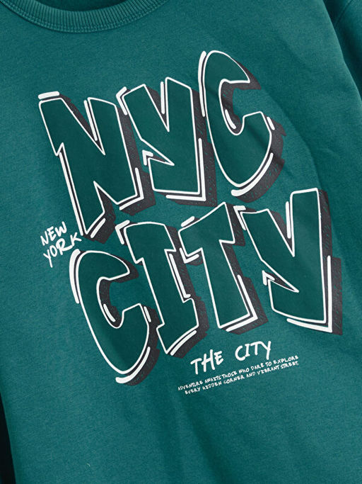 Bisiklet Yaka New York Bask?l? Erkek ?ocuk Sweatshirt - Waikiki фото 2