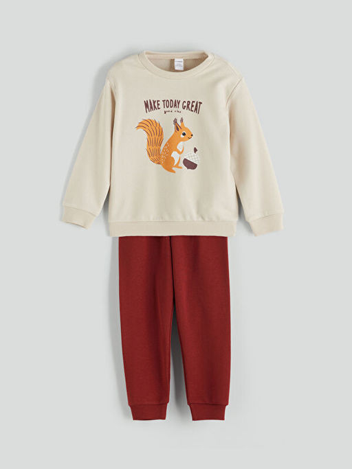 Bask?l? Erkek ?ocuk Sweatshirt ve E?ofman Alt?