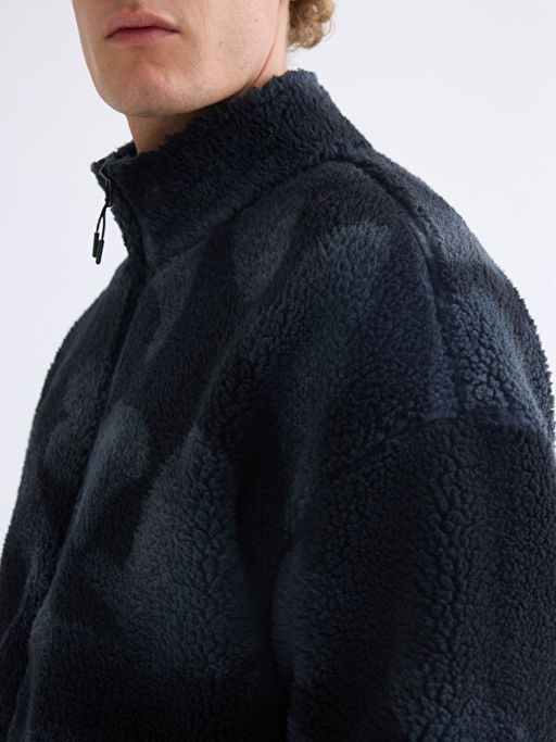 Dik Yaka Pel?? Erkek Fermuarl? Sweatshirt