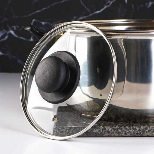 Цена за 3 шт. Крышка для сковороды и кастрюли Доляна, d=16 см, нержавеющий обод, пластиковая ручка, стекло, прозрачная