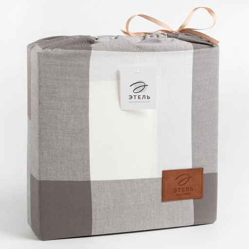 Постельное бельё Этель 1.5 сп Серая клетка 155х210 см,160х240 см, 50х70-2шт, 100% жатый хлопок,140гр/м2  фото 7