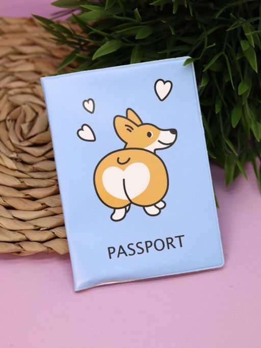 ОБЛОЖКА ДЛЯ ПАСПОРТА "Cute corgi", плотность 600 мкм