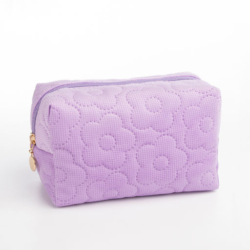 Косметичка на молнии женская, с подкладом, маленькая, Цветы, сиреневая - Simaland фото 2