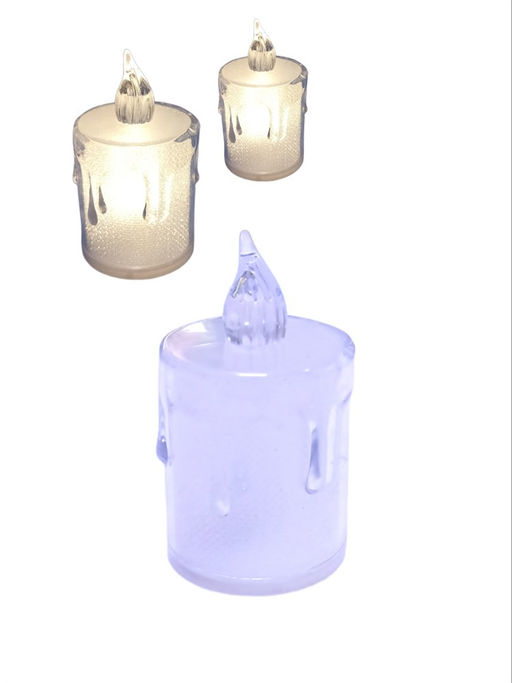 Свеча диодная 6см перламутровая (8029) теплый белый свет, с батарейками