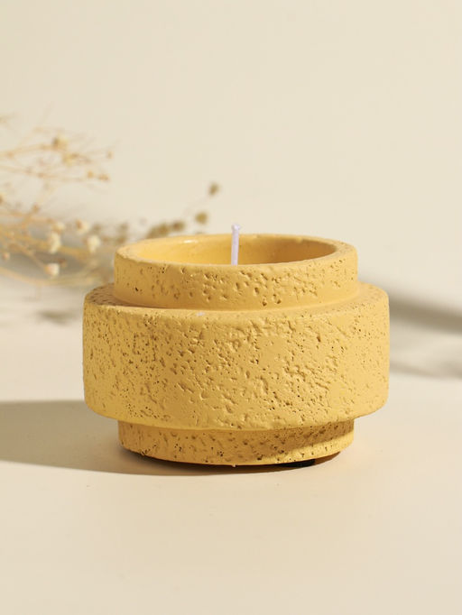 Свеча в вулканическом подсвечнике "Цилиндры" жёлтая 8,1х8,1х5,4 см