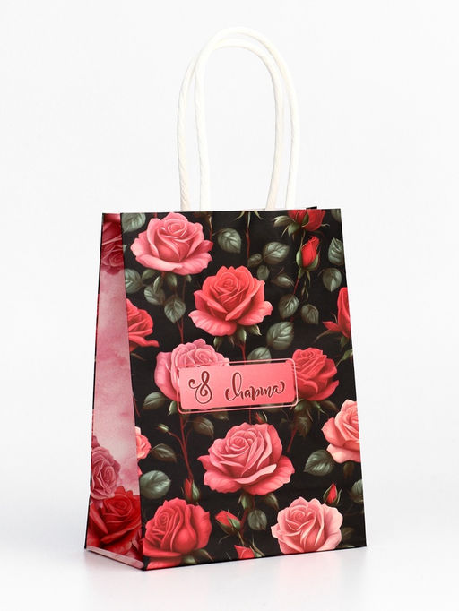 Цена за 3 шт. Пакет подарочный крафт С 8 Марта! 12?6?16 см