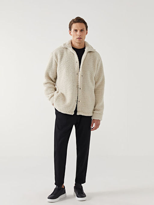 Rahat Kal?p Uzun Kollu Pel?? Erkek G?mlek Ceket