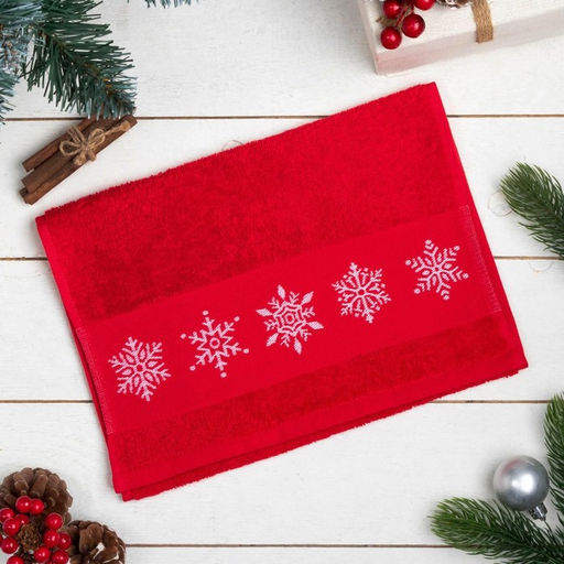 Полотенце новогоднее махровое «Этель» Snowflakes, 30×60 см, хлопок 100%