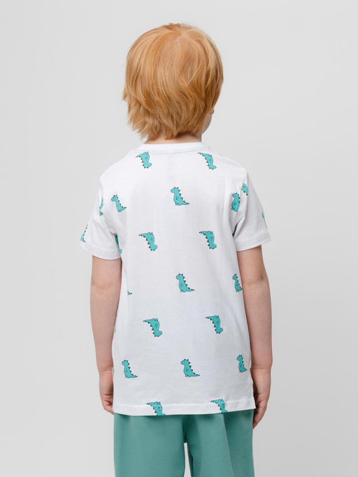 КР 301984/белый,зеленые динозавры фуфайка (футболка) для мал