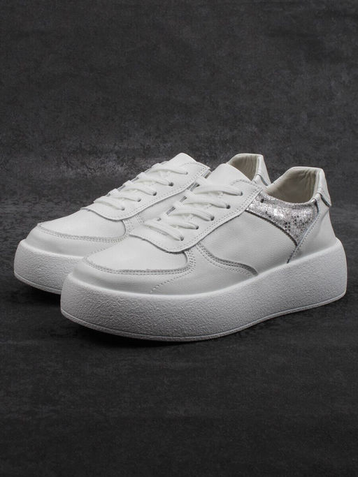 03-C140-9 WHITE Полуботинки спортивные женские (натуральная кожа)