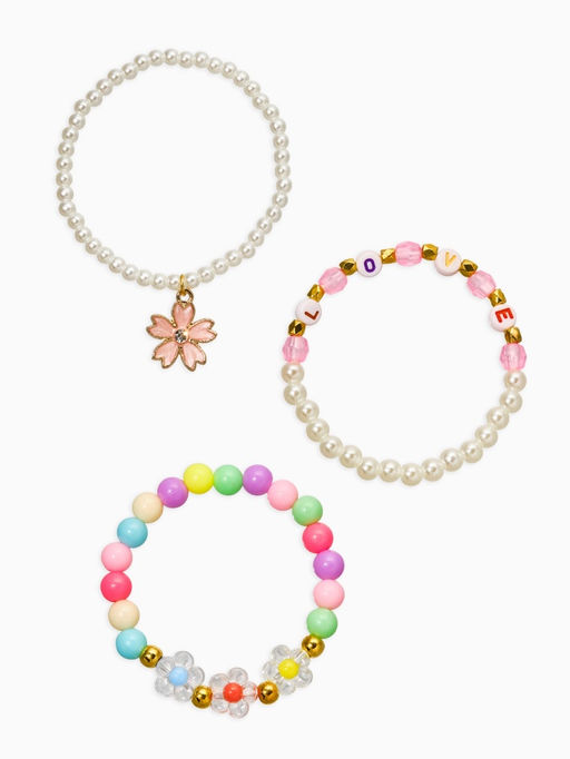 Браслеты детские «Выбражулька. Цветок и бусинки», набор 3 шт. бусины, цветной