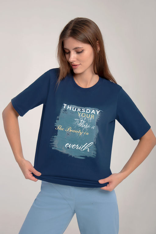 Арт. 31102 Футболка женская 44-52 (5 шт) Цвет:темно-синий - Калинка фото 2