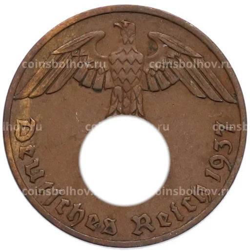 Монета 1 рейхспфенниг 1937 года A Германия