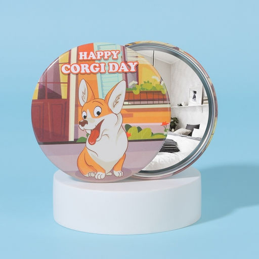 Цена за 2 шт. Зеркало карманное День корги, d=7 см, разноцветное - Qf фото 2