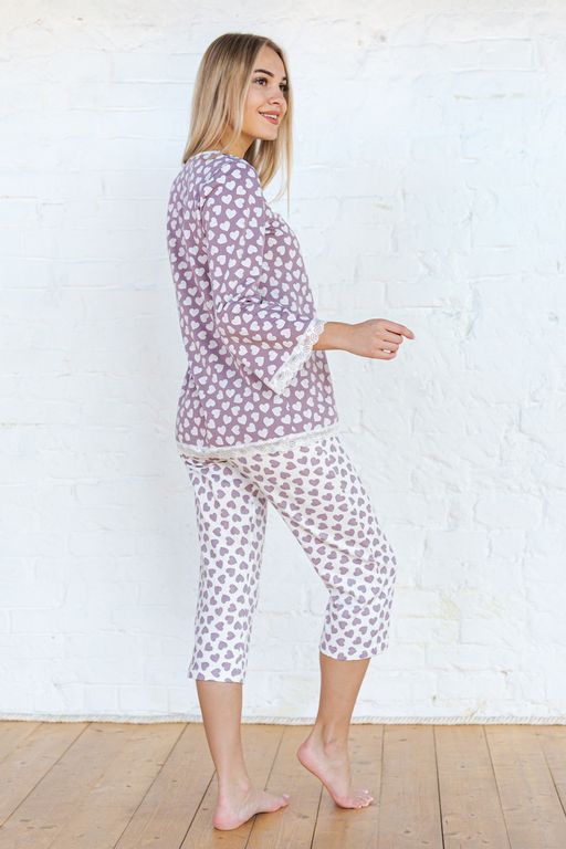 Пижама женская из футера Капучино с бриджами - Амадэль фото 8