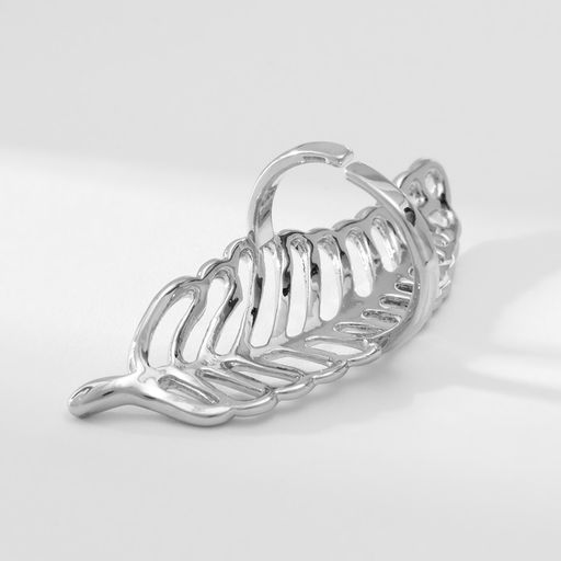 Кольцо металл Лист папоротника, цвет серебро, безразмерное - Qf фото 2