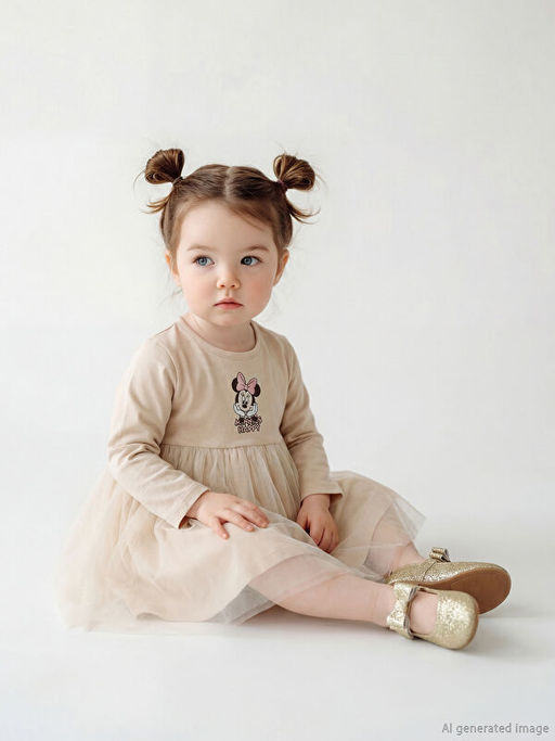Minnie Mouse Bask?l? K?z Bebek T?ll? Elbise