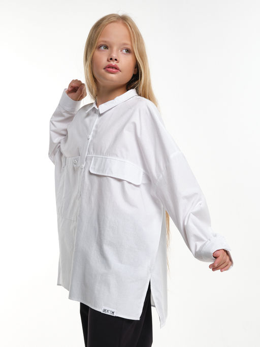 Рубашка для девочки подросткам школьная форма оверсайз UD 7953 белый - Mini maxi фото 21