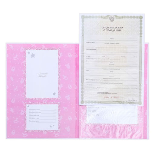 Папка для свидетельства о рождении с уголками Мои первые документы, для девочки, А4 - Долго и счастливо фото 4