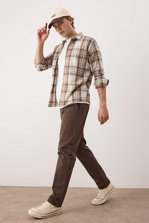 Vizon Erkek Dar Pa_a/Slim Fit Mevsimlik %100 Pamuk Likral_ Kuma_ Pantolon TMNAW26PL00032