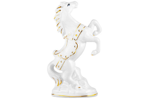 Фигурка декоративная 9,5*5*16 см Лошадь белая с золотом, фарфор - Elan gallery фото 5