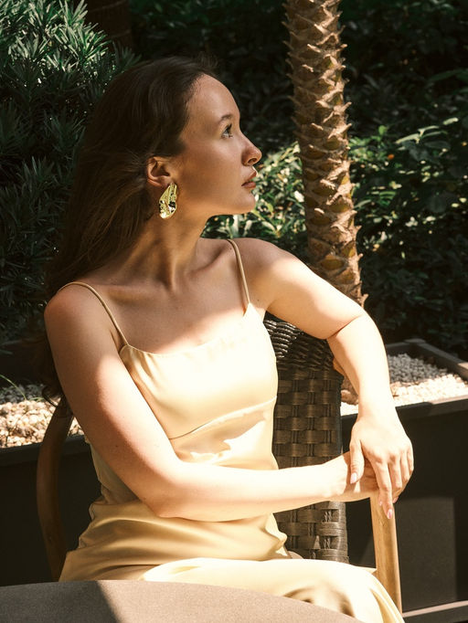 Серьги пластик Кофейное зерно, цвет золото - Qf фото 4