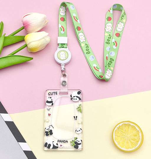 Футляр для карт на ленте ПО ПЛАНУ. "Cute panda", transparent