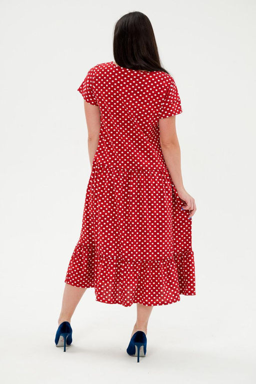 Платье женское из кулирки Кармелита горошек красный - Амадэль фото 12