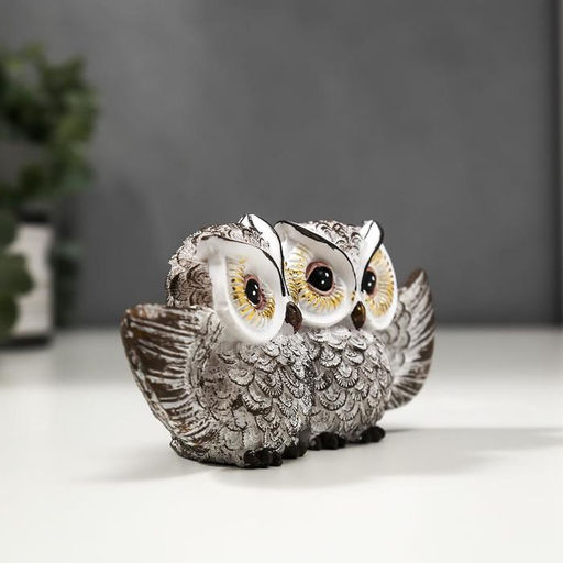 Фигурка полистоун «Совушки: объятия, с золотыми глазами», 6.5×13×3.5 см