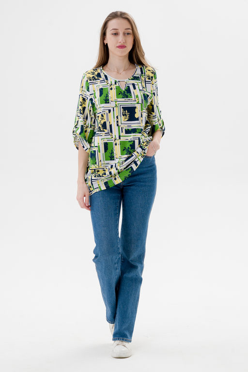 Туника женская из кулирки Полина цитрусовый микс макси - Амадэль фото 11