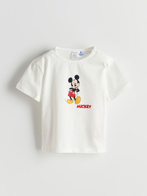 Mickey Mouse Bask?l? Erkek Bebek Ti??rt ve ?ort 2li
