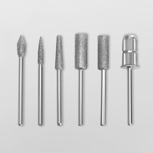 Фрезы с алмазным напылением, с насадками для педикюра, в пластиковом органайзере, 12 шт.