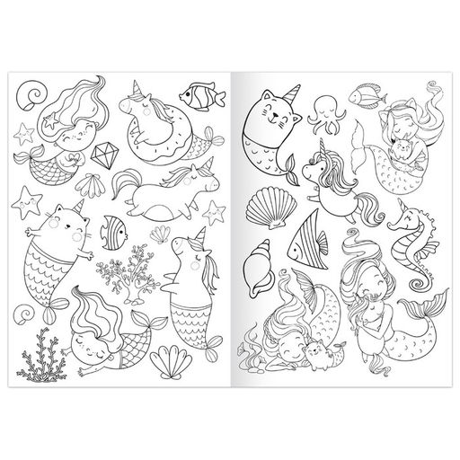 Цена за 2 шт. Раскраска Морская вечеринка, 12 стр., А5