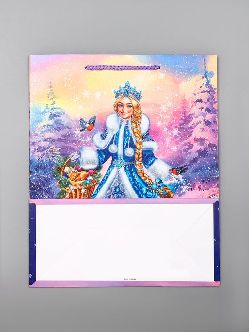 Цена за 2 шт. Пакет подарочный новогодний ламинированный, «Снегурочка и зайчик», 26×12×32 см