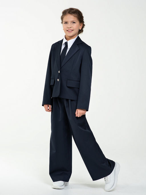 Синий школьный пиджак для девочек Mooriposh, модель 0717