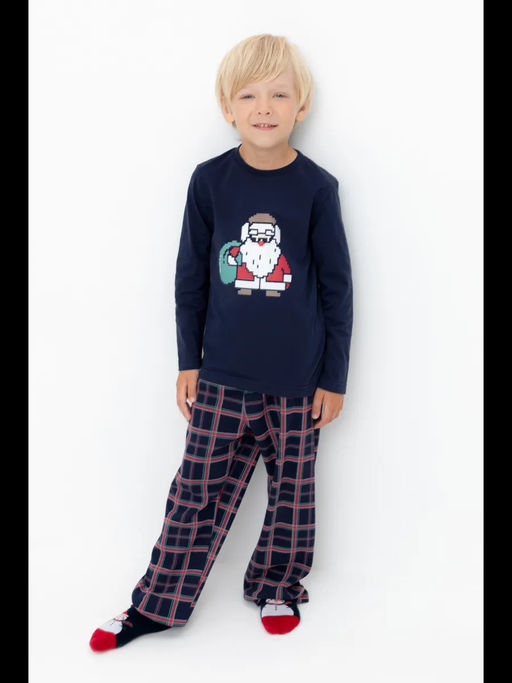К 1600/глубокий синий,шотландская клетка пижама дет - Crockid фото 6
