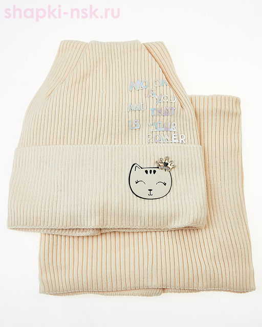 02-54-M Комплект для девочки (колпак+снуд) (48-50)