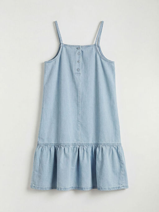 Fiyonk Detayl? ?p Ask?l? K?z ?ocuk Jean Elbise